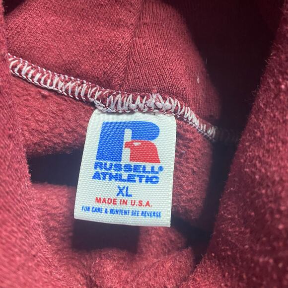 Vintage 90s Virginia Tech Hokies Russell Athletic Red Heavyweight Hoodie Size XL - Picture 4 of 6